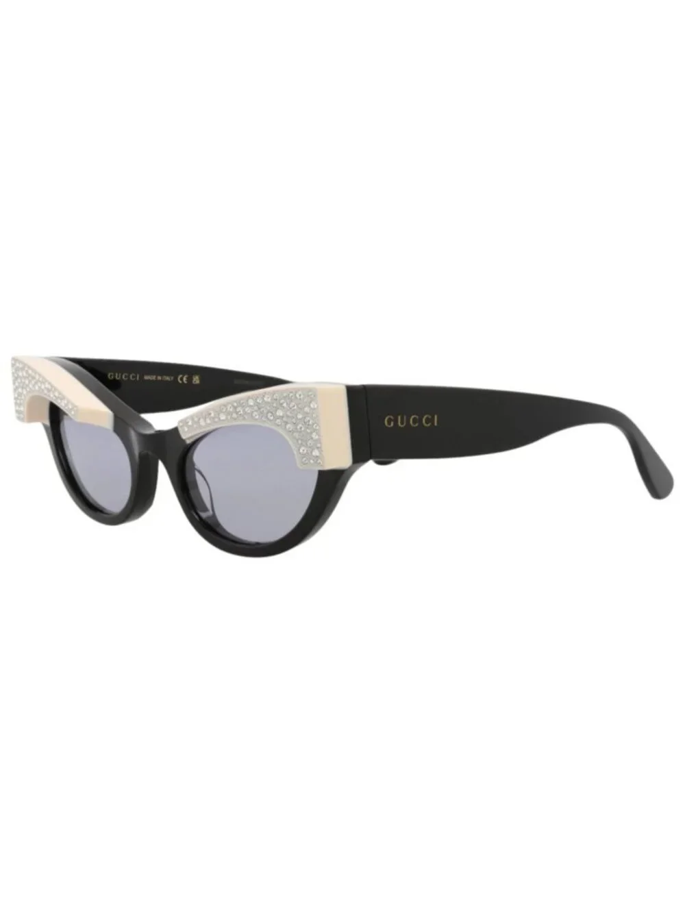 New Gucci Women's Sunglasses Cat Eye Acetate Frame Black Black Violet